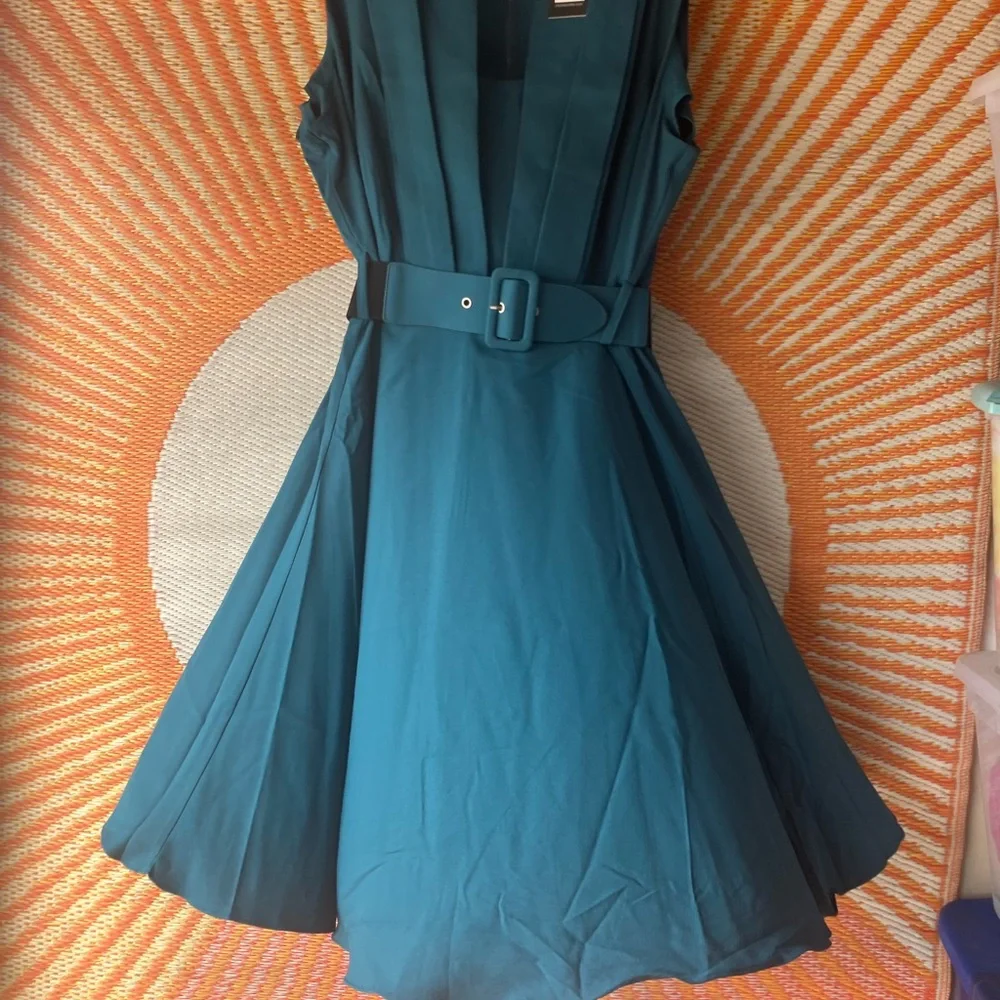 City Chic Blue Sleeveless A-line Midi Dress - Picture 3 of 4